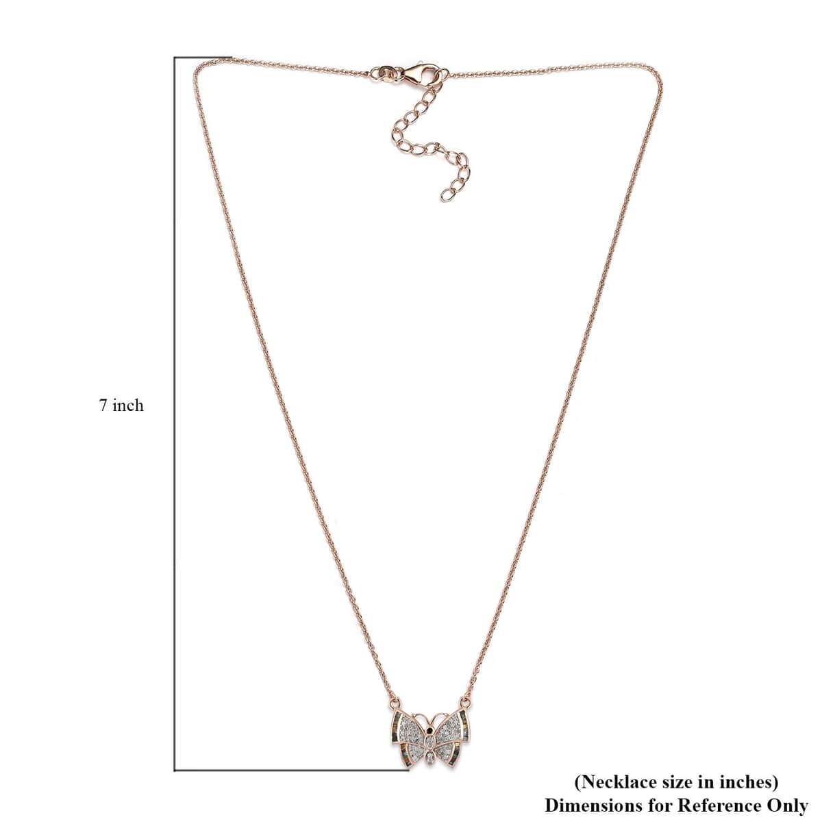 GP Italian Garden Collection Multi Diamond Butterfly Necklace 20 Inches in Vermeil Rose Gold Over Sterling Silver 0.50 ctw image number 5