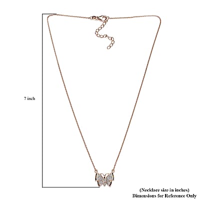 GP Italian Garden Collection Multi Diamond Butterfly Necklace 20 Inches in Vermeil Rose Gold Over Sterling Silver 0.50 ctw