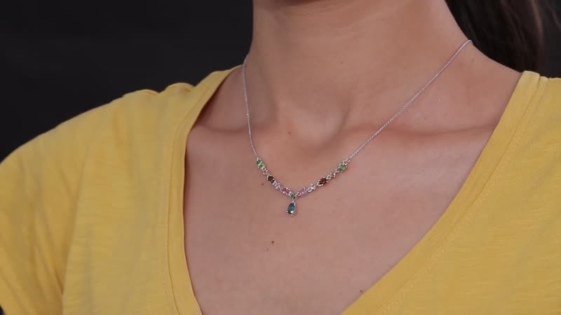 Multi-Tourmaline Necklace (18 Inches) in Platinum Over Sterling Silver 1.90 ctw
