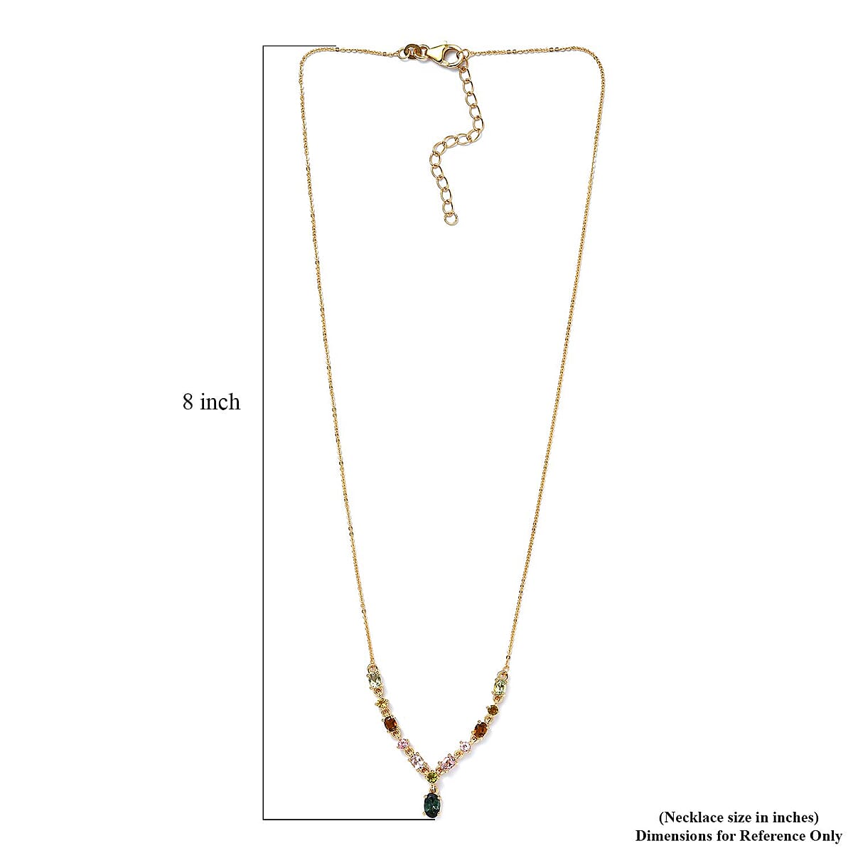 Multi-Tourmaline Necklace 18 Inches in Vermeil Yellow Gold Over Sterling Silver, Tourmaline Jewelry, Gift For Her 1.90 ctw image number 5