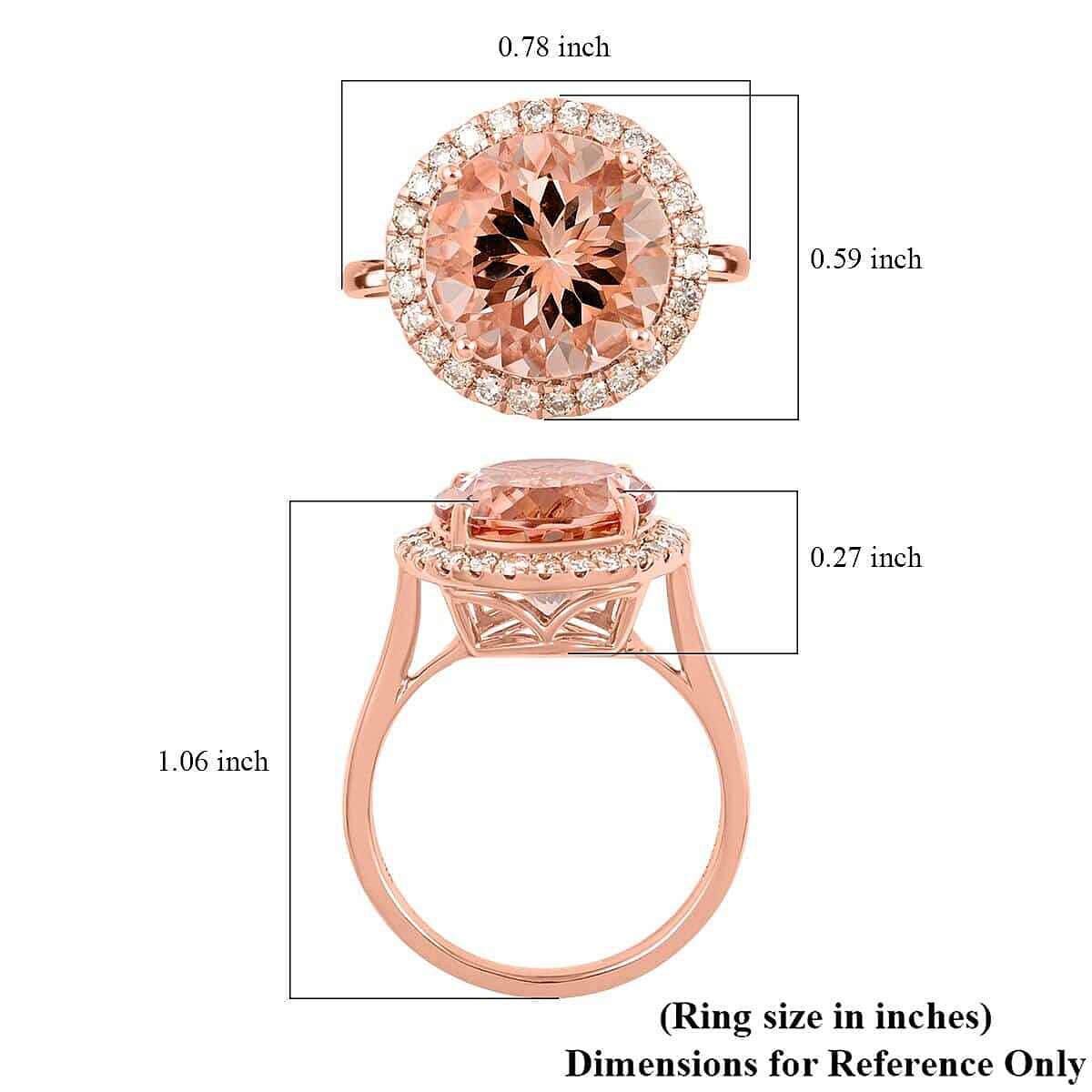 Certified and Appraised Luxoro 14K Rose Gold AAA Marropino Morganite and G-H I2 Diamond Ring (Size 10.0) 4.65 ctw