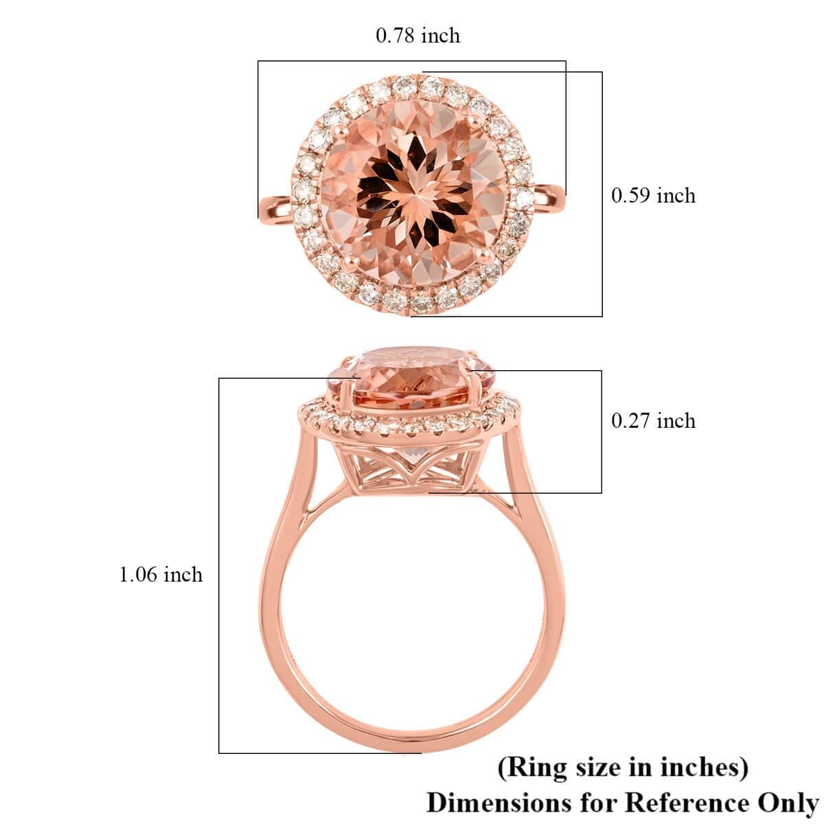 Certified and Appraised Luxoro 14K Rose Gold AAA Marropino Morganite and G-H I2 Diamond Ring 4.65 ctw image number 5