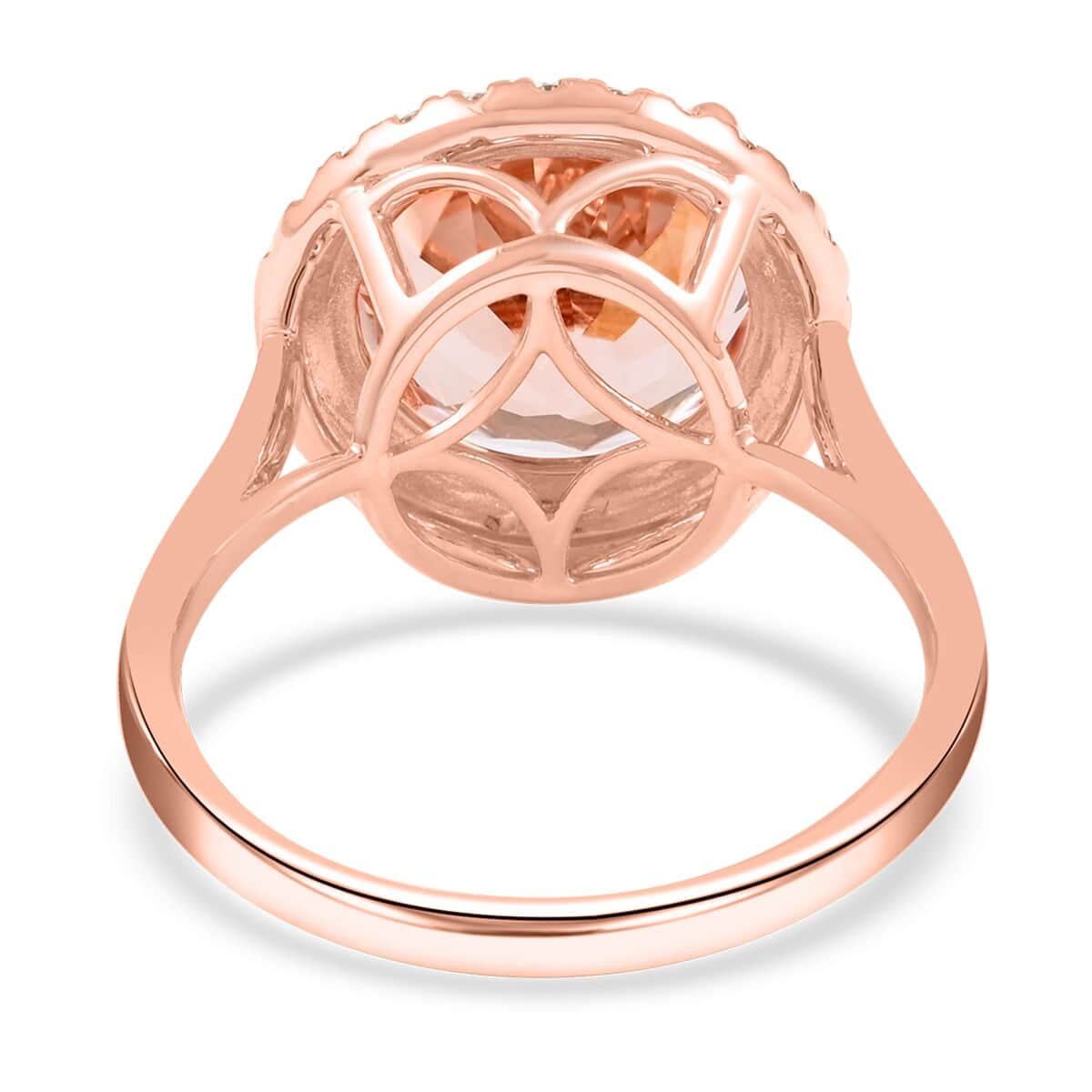 Certified and Appraised Luxoro 14K Rose Gold AAA Marropino Morganite and G-H I2 Diamond Ring (Size 7.0) 4.65 ctw image number 4