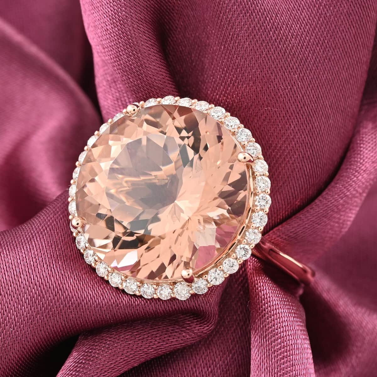 Certified and Appraised Iliana 18K Rose Gold AAA Marropino Morganite and G-H SI Diamond Ring 4.55 Grams 13.85 ctw image number 1