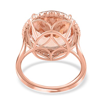 Certified and Appraised Iliana 18K Rose Gold AAA Marropino Morganite and G-H SI Diamond Ring (Size 10.0) 4.55 Grams 13.85 ctw