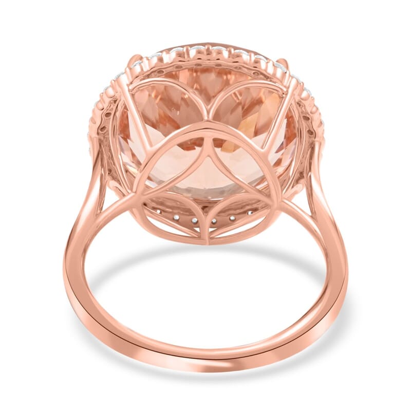 Certified and Appraised Iliana 18K Rose Gold AAA Marropino Morganite and G-H SI Diamond Ring (Size 10.0) 4.55 Grams 13.85 ctw