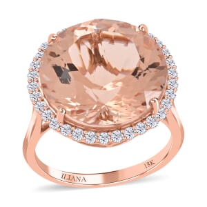 Certified and Appraised Iliana 18K Rose Gold AAA Marropino Morganite and G-H SI Diamond Ring (Size 9.0) 4.55 Grams 13.85 ctw