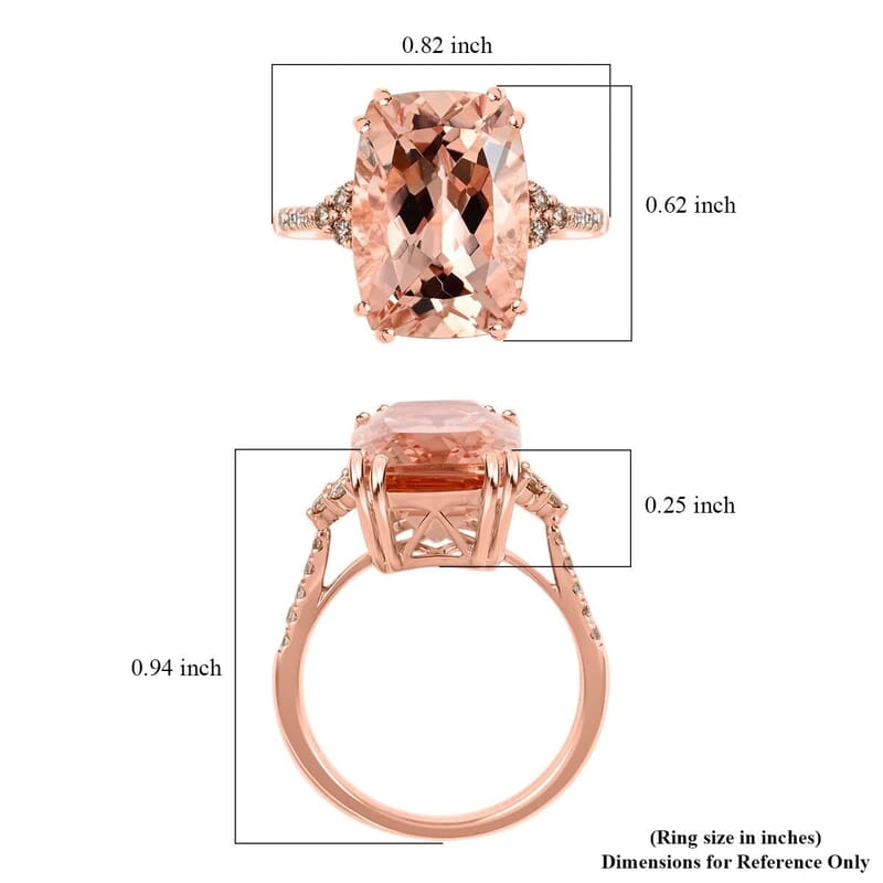 Certified & Appraised Luxoro 14K Rose Gold AAA Marropino Morganite and G-H I2 Diamond Ring (Size 10.0) 6.70 ctw