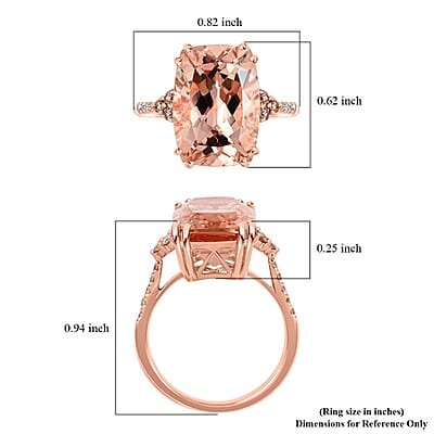 Certified and Appraised Luxoro 14K Rose Gold AAA Marropino Morganite and G-H I2 Diamond Ring (Size 7.0) 6.70 ctw