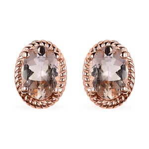 Marropino Morganite Solitaire Stud Earrings in Vermeil Rose Gold Over Sterling Silver 0.85 ctw