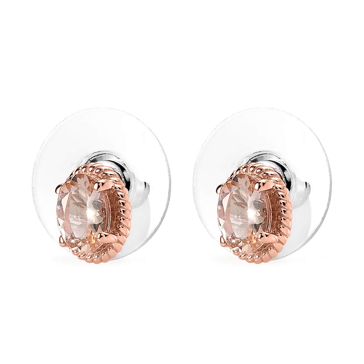 Marropino Morganite Solitaire Stud Earrings in Vermeil Rose Gold Over Sterling Silver 0.85 ctw image number 3