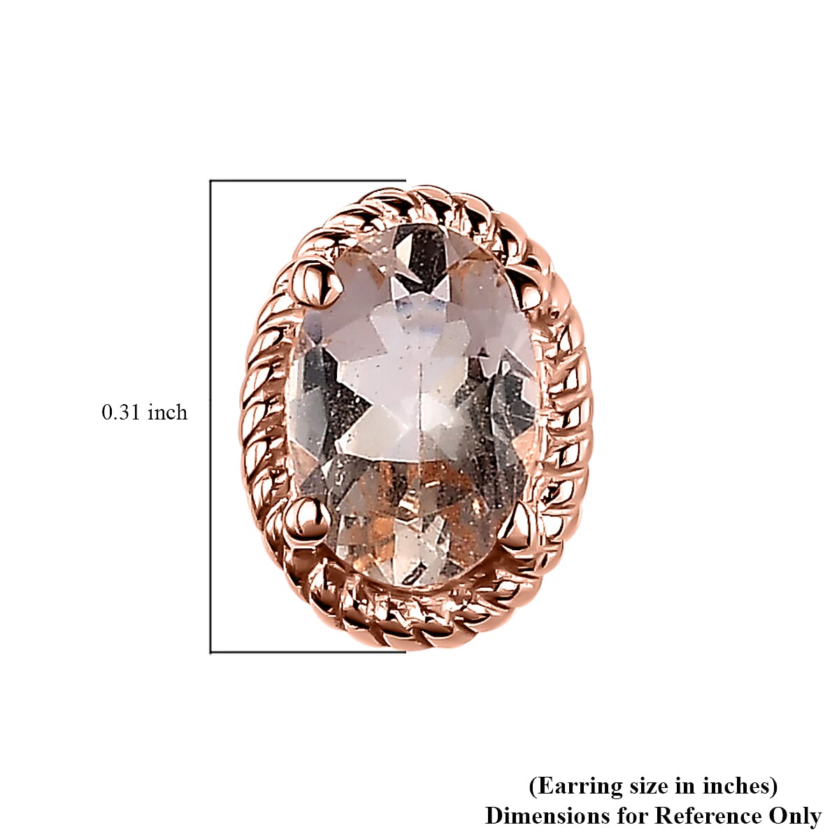 Marropino Morganite Solitaire Stud Earrings in Vermeil Rose Gold Over Sterling Silver 0.85 ctw