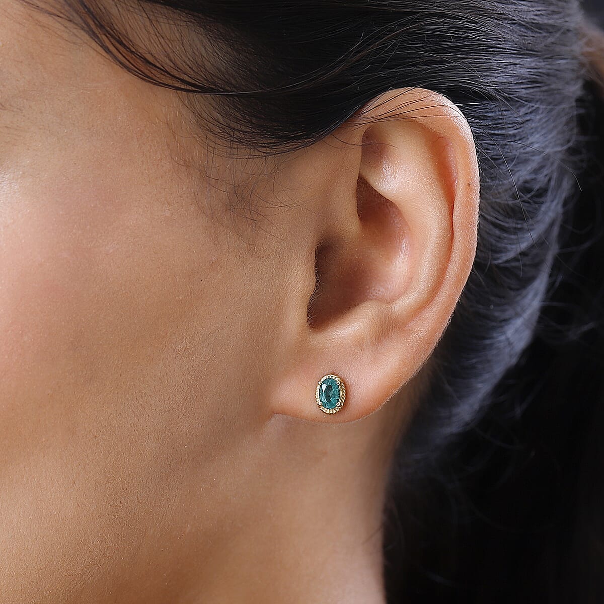 Kagem Zambian Emerald Solitaire Stud Earrings in Vermeil Yellow Gold Over Sterling Silver 0.85 ctw image number 2