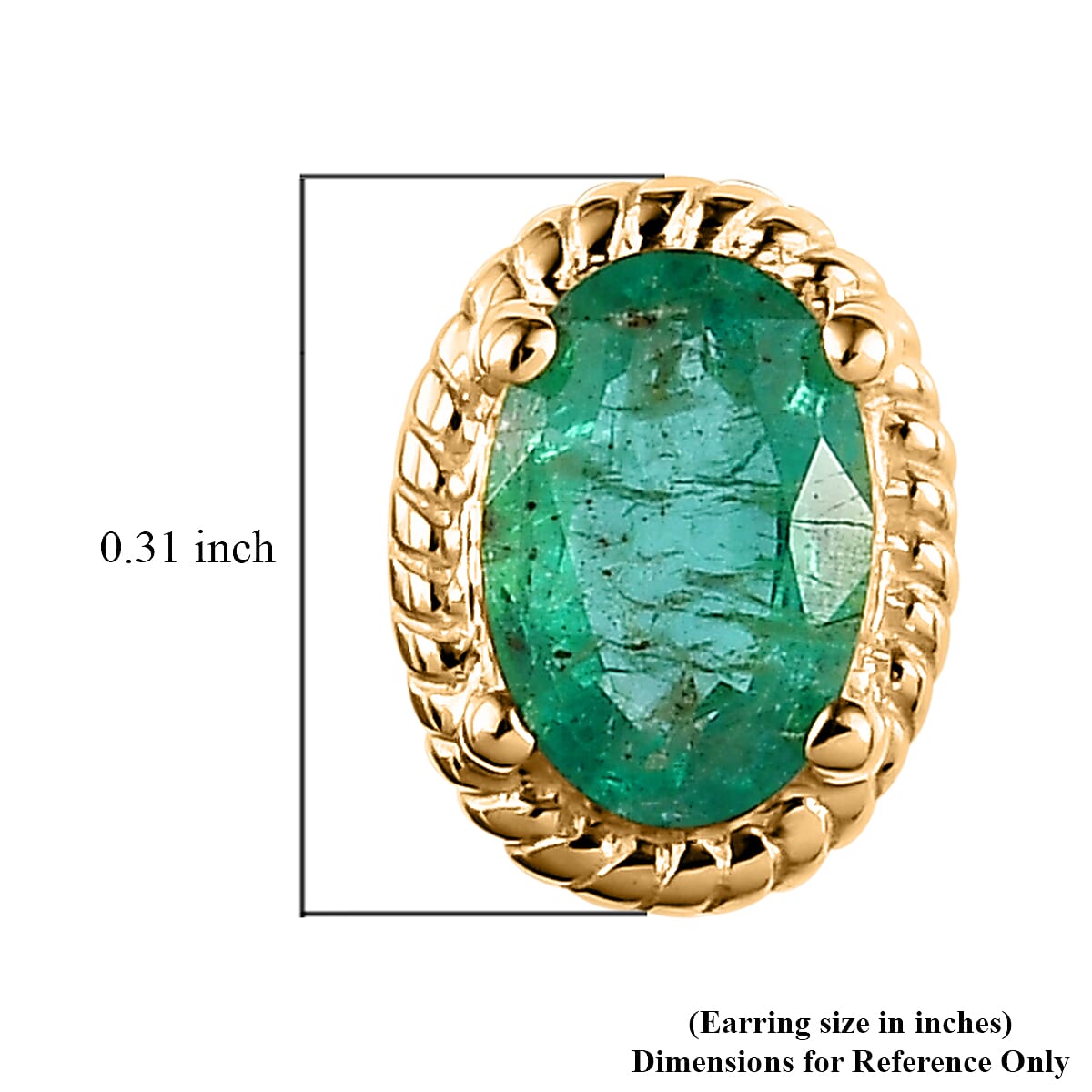 Kagem Zambian Emerald Solitaire Stud Earrings in Vermeil Yellow Gold Over Sterling Silver 0.85 ctw image number 4