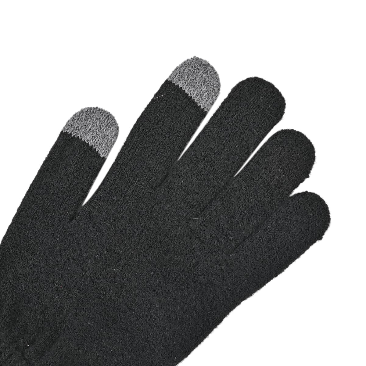 Black 100% Acrylic 3pcs Set Glove (8.66), Scarf (9.85x8.66) and Hat (10.24x9.05) image number 4