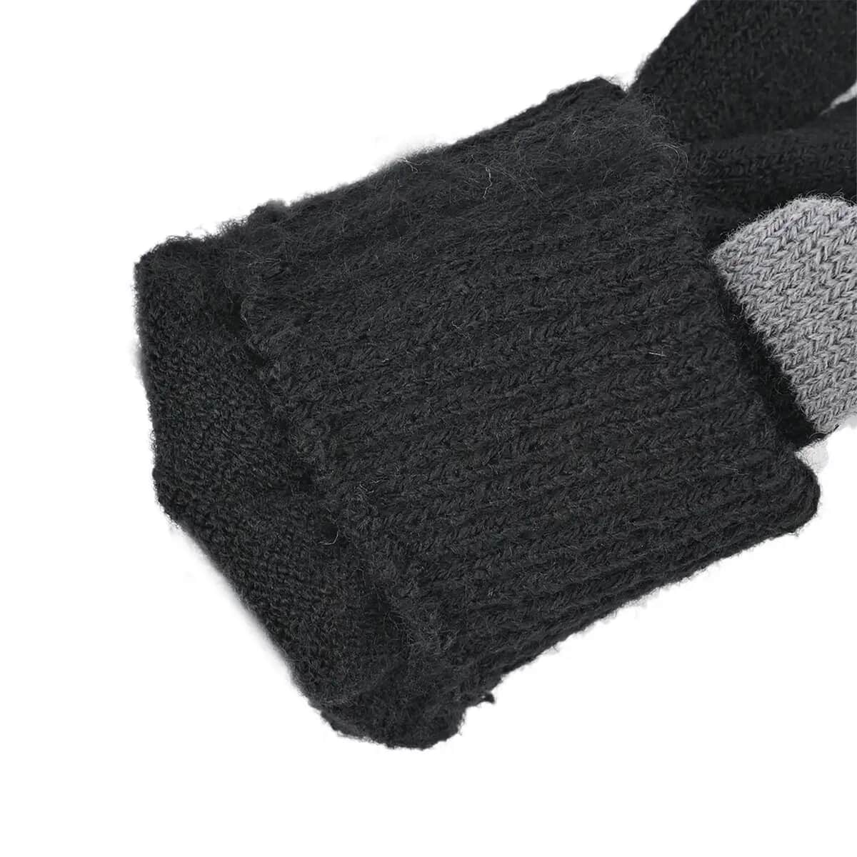 Black 100% Acrylic 3pcs Set Glove (8.66), Scarf (9.85x8.66) and Hat (10.24x9.05) image number 6