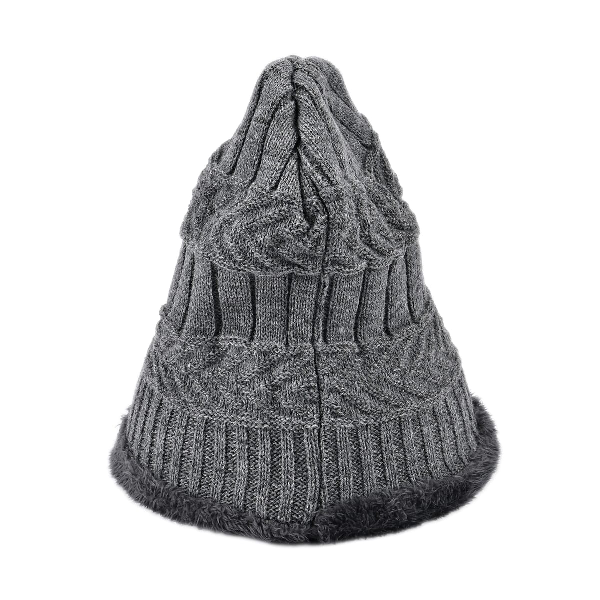 Winter Thick Fleece Lined Beanie Cap Hat Neck Warmer Scarf and Touch Screen Supported Mittens Gloves Set for Men's and WoMen's - Gray (3pcs Set) image number 1