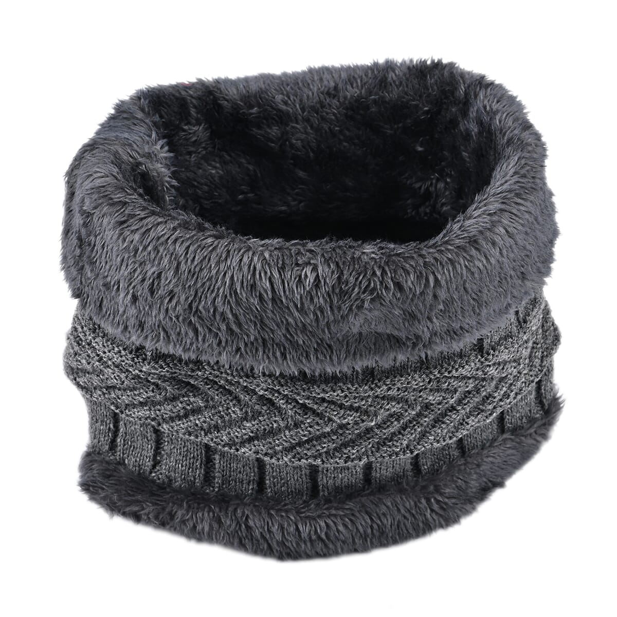 Winter Thick Fleece Lined Beanie Cap Hat Neck Warmer Scarf and Touch Screen Supported Mittens Gloves Set for Men's and WoMen's - Gray (3pcs Set) image number 2