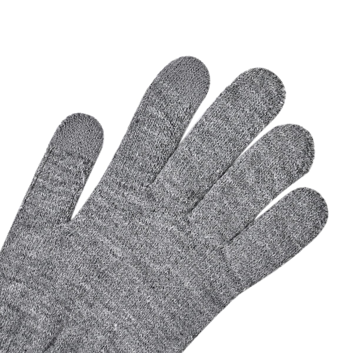 Winter Thick Fleece Lined Beanie Cap Hat Neck Warmer Scarf and Touch Screen Supported Mittens Gloves Set for Men's and WoMen's - Gray (3pcs Set) image number 4