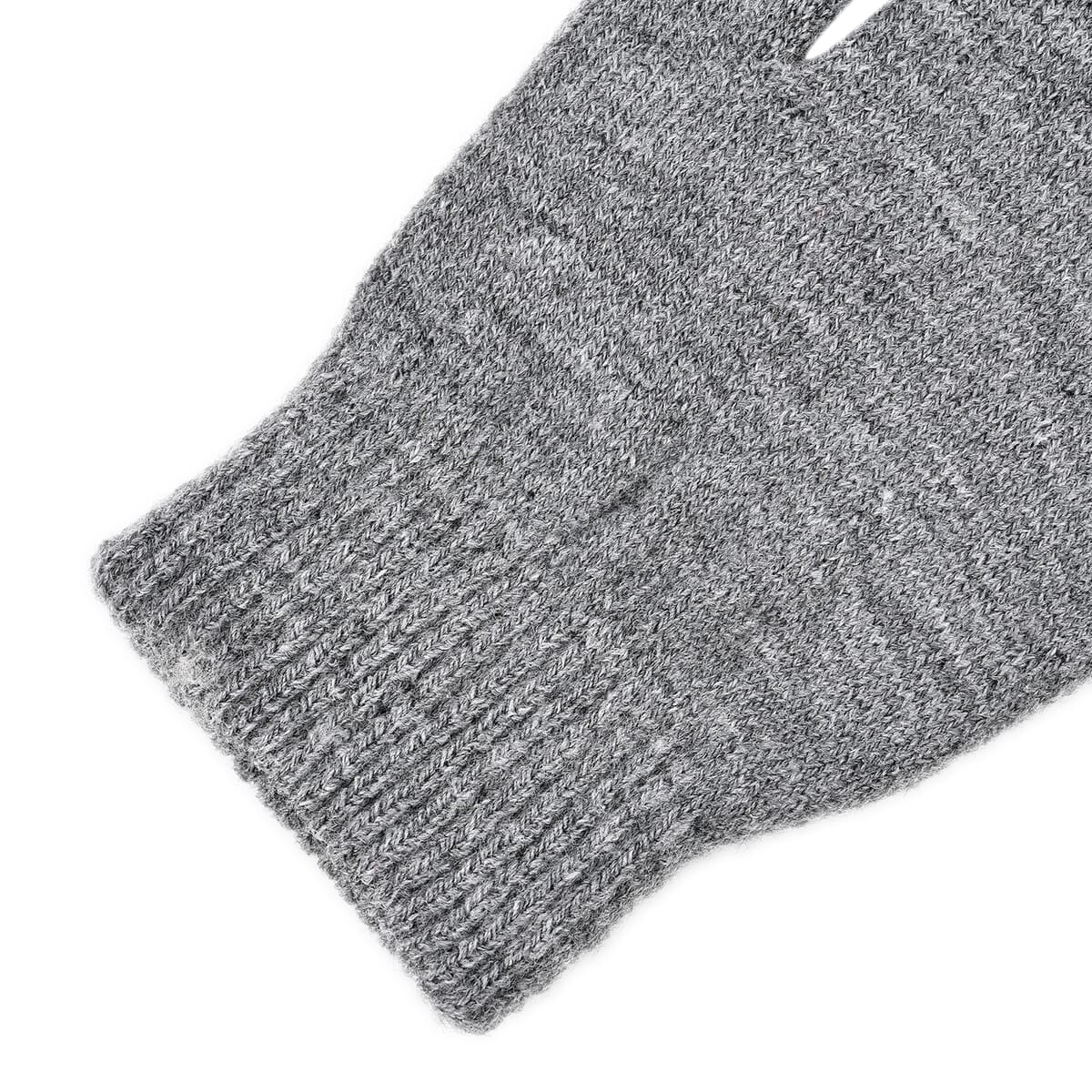 Winter Thick Fleece Lined Beanie Cap Hat Neck Warmer Scarf and Touch Screen Supported Mittens Gloves Set for Men's and WoMen's - Gray (3pcs Set) image number 5