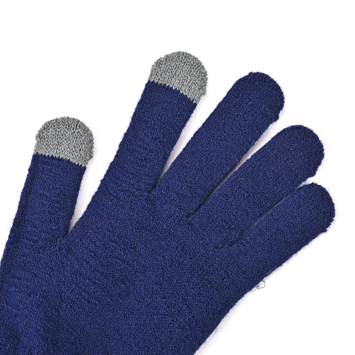 Winter Thick Fleece Lined Beanie Cap Hat Neck Warmer Scarf and Touch Screen Supported Mittens Gloves Set for Men's and Women's - Navy (3pcs Set) image number 4