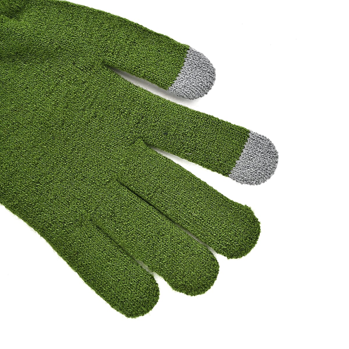 Winter Thick Fleece Lined Beanie Cap Hat Neck Warmer Scarf and Touch Screen Supported Mittens Gloves Set for Men's and Women's - Green (3pcs Set) image number 4