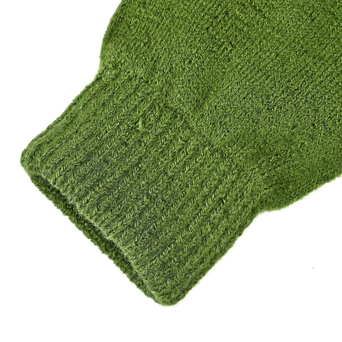 Winter Thick Fleece Lined Beanie Cap Hat Neck Warmer Scarf and Touch Screen Supported Mittens Gloves Set for Men's and Women's - Green (3pcs Set) image number 5