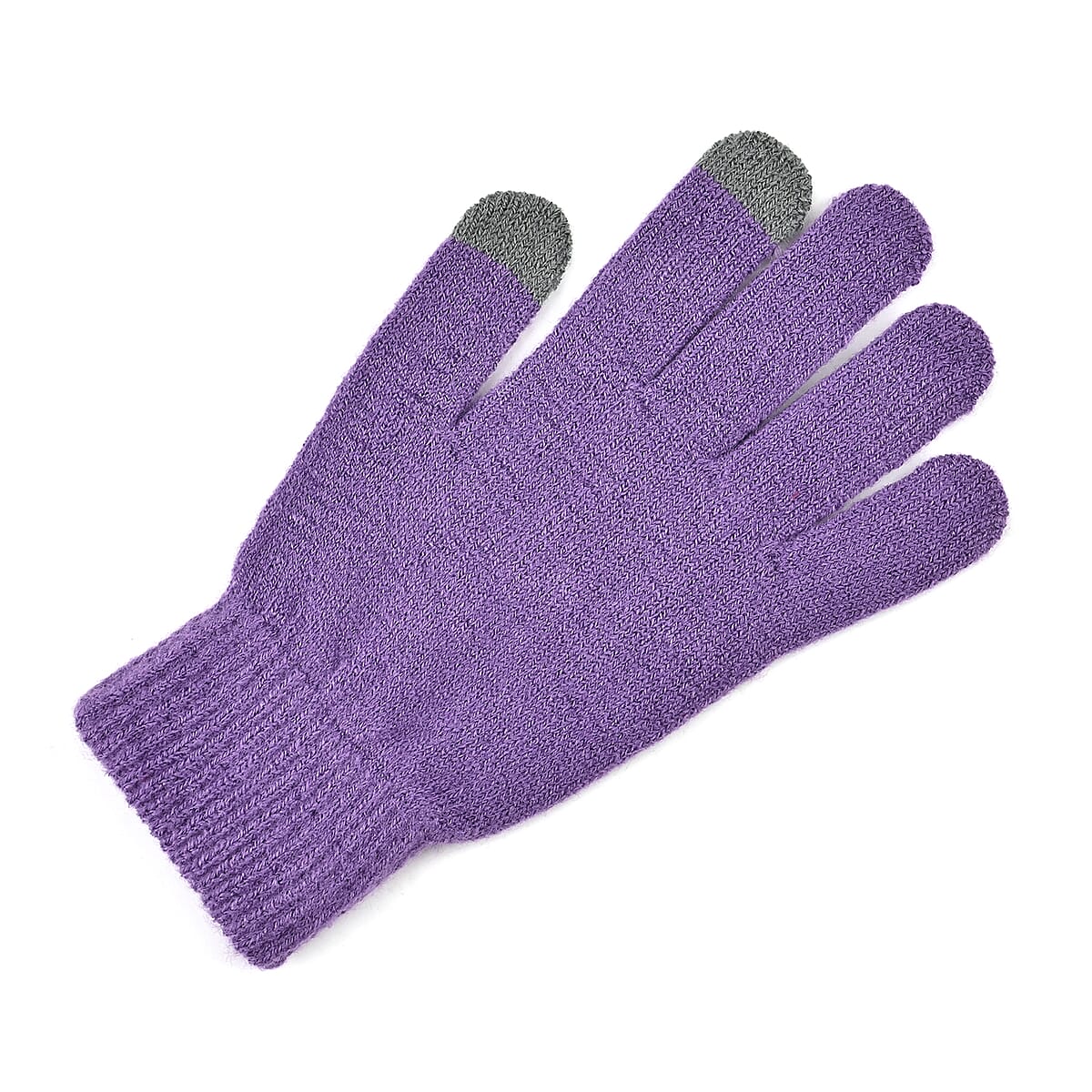Winter Thick Fleece Lined Beanie Cap Hat Neck Warmer Scarf and Touch Screen Supported Mittens Gloves Set for Men's and WoMen's - Purple (3pcs Set) image number 4
