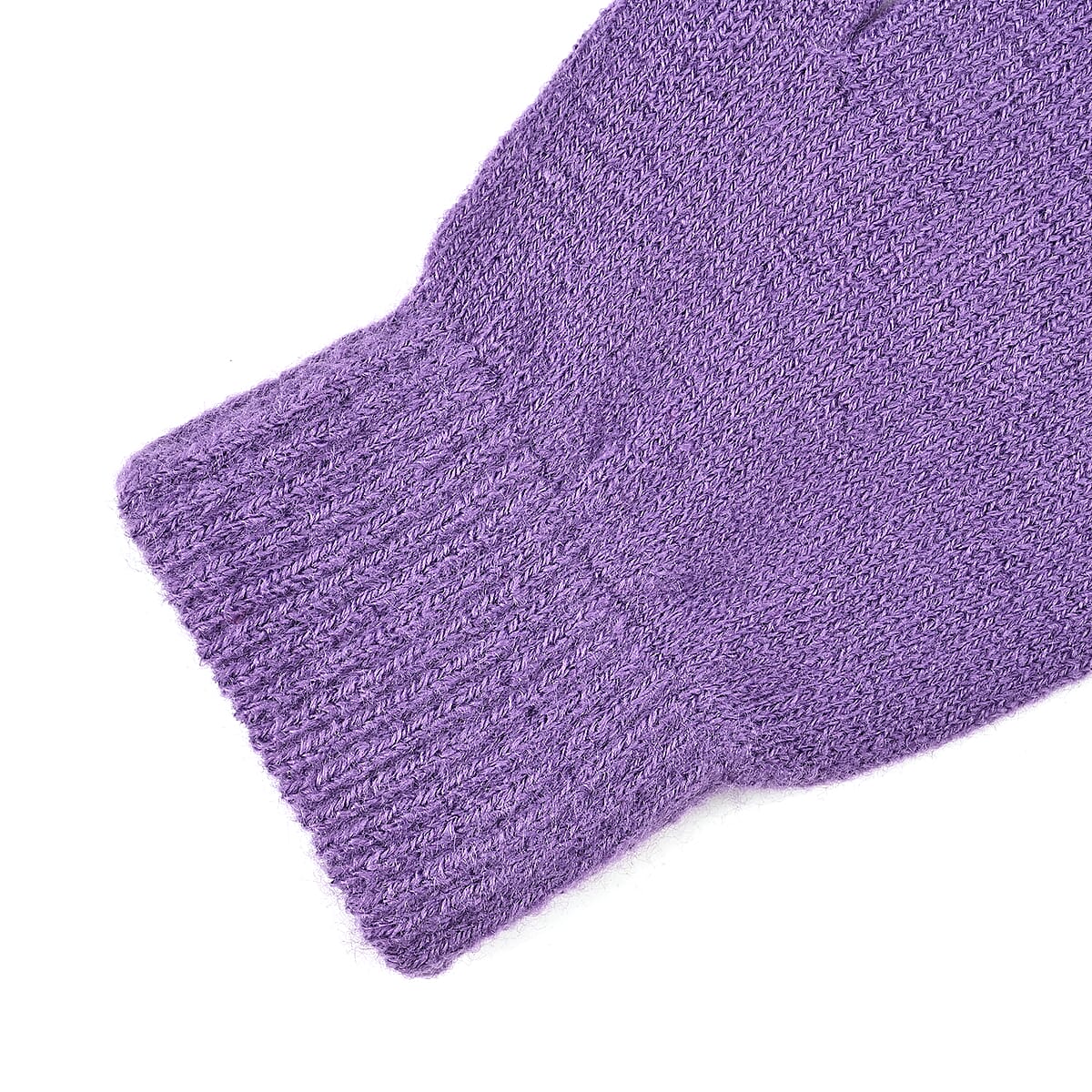 Winter Thick Fleece Lined Beanie Cap Hat Neck Warmer Scarf and Touch Screen Supported Mittens Gloves Set for Men's and WoMen's - Purple (3pcs Set) image number 5