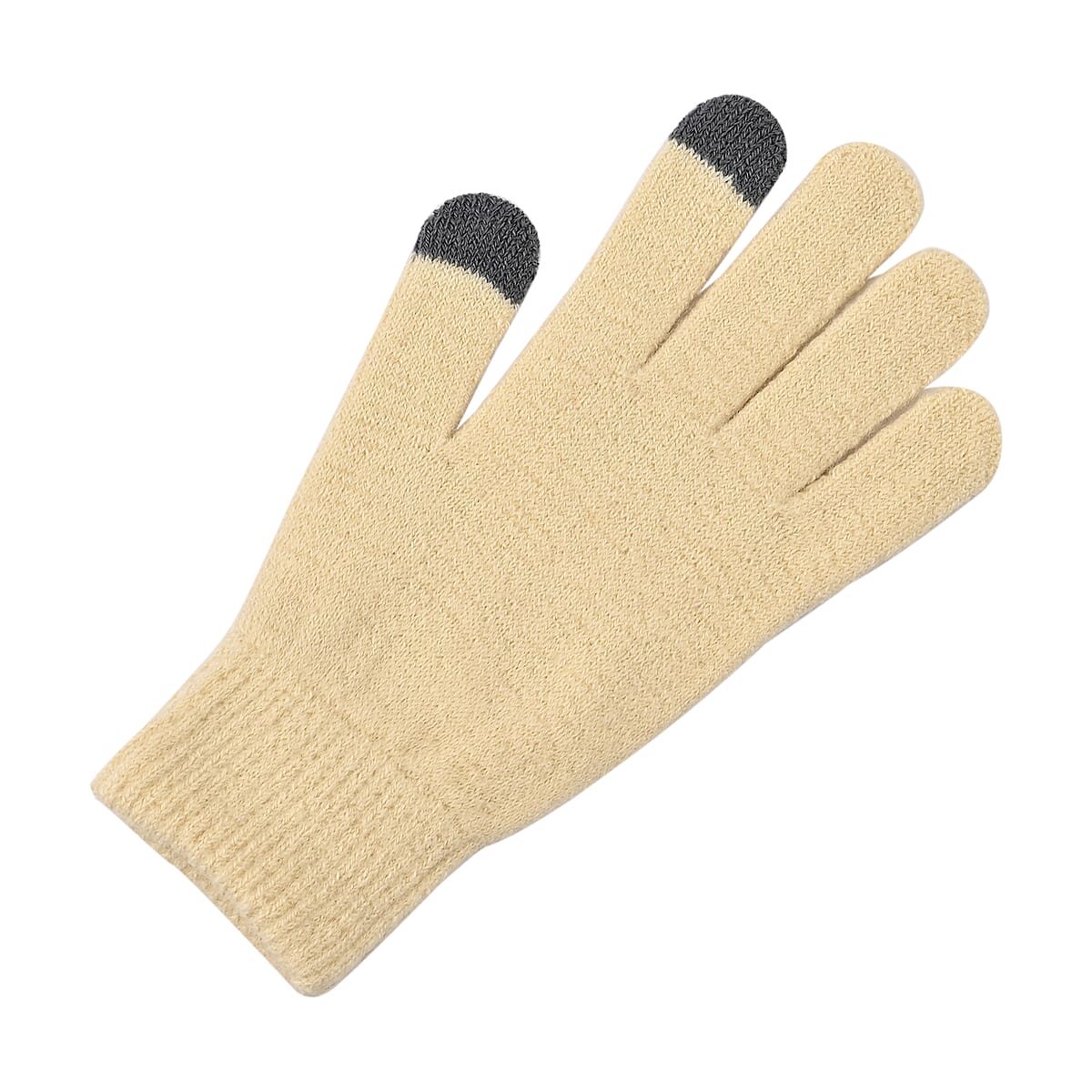 Winter Thick Fleece Lined Beanie Cap Hat Neck Warmer Scarf and Touch Screen Supported Mittens Gloves Set for Men's and Women's - Cream (3pcs Set) image number 4