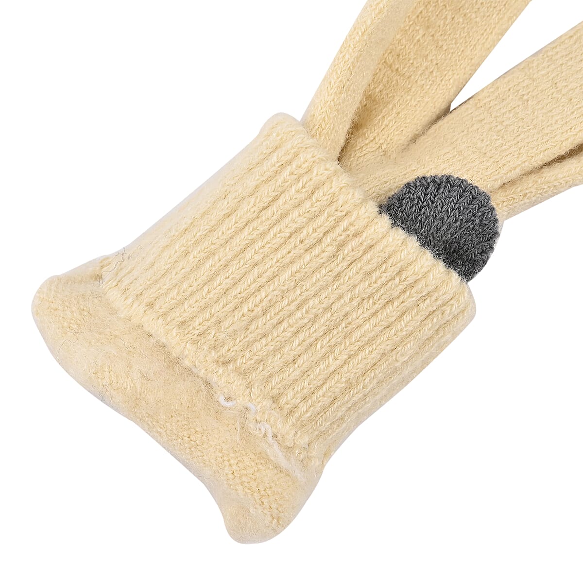 Winter Thick Fleece Lined Beanie Cap Hat Neck Warmer Scarf and Touch Screen Supported Mittens Gloves Set for Men's and Women's - Cream (3pcs Set) image number 5