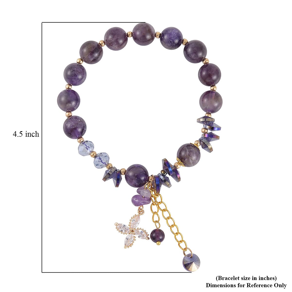 Amethyst, Simulated Diamond and Purple Austrian Crystal Bracelet (6.50 In) in Goldtone 99.00 ctw image number 3