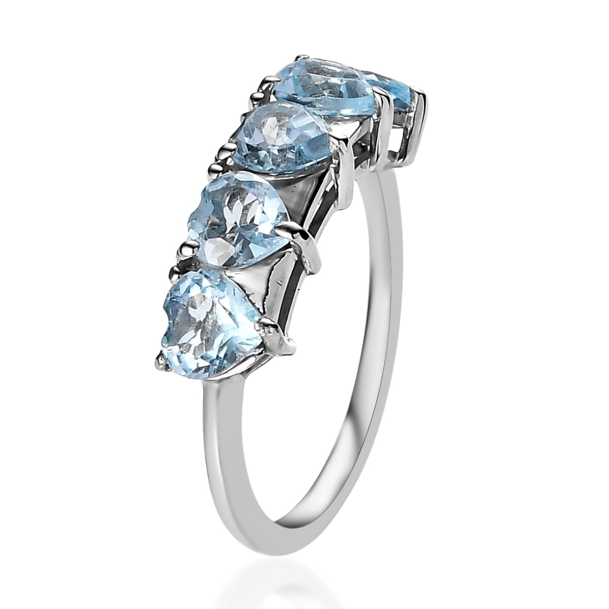Sky Blue Topaz Heart Ring in Platinum Over Sterling Silver (Size 6.0) 2.65 ctw image number 3