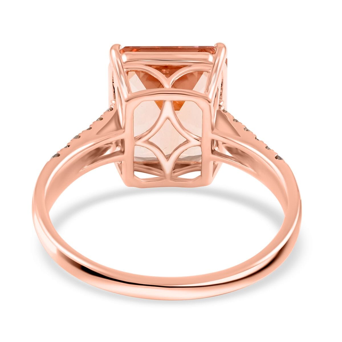 Certified and Appraised Luxoro 14K Rose Gold AAA Marropino Morganite and G-H I2 Diamond Ring (Size 6.0) 6.15 ctw image number 4