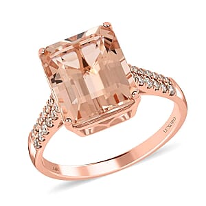 Certified and Appraised Luxoro 14K Rose Gold AAA Marropino Morganite and G-H I2 Diamond Ring (Size 8.0) 6.15 ctw