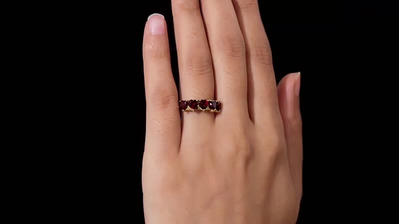 Mozambique Garnet 5 Stone Heart Ring in Vermeil Yellow Gold Over Sterling Silver (Size 6.0) 3.00 ctw