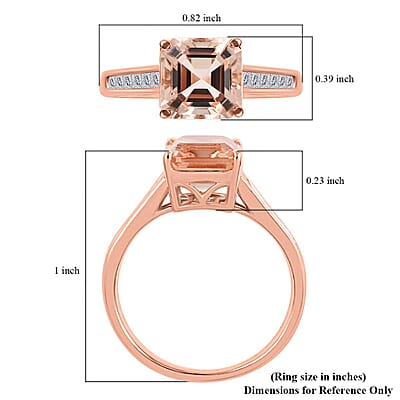 Certified and Appraised Luxoro 14K Rose Gold Asscher Cut AAA Marropino Morganite and G-H I2 Diamond Ring (Size 10.0) 2.75 ctw