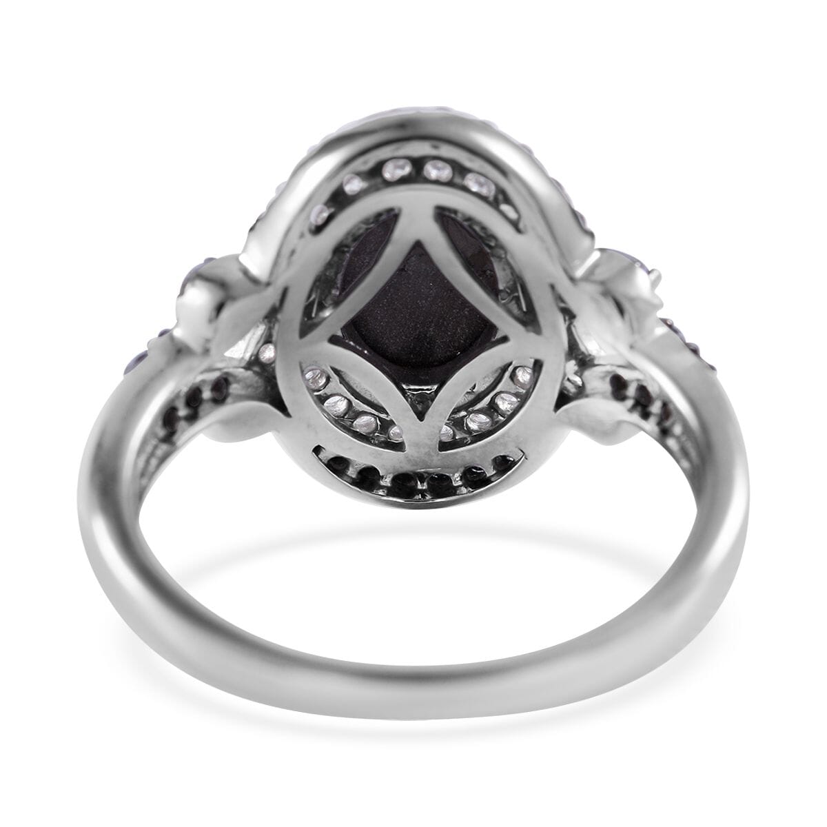 Premium Bankacha Natural Black Star Sapphire and Multi Gemstone Ring in Platinum Over Sterling Silver (Size 10.0) 3.50 ctw image number 3