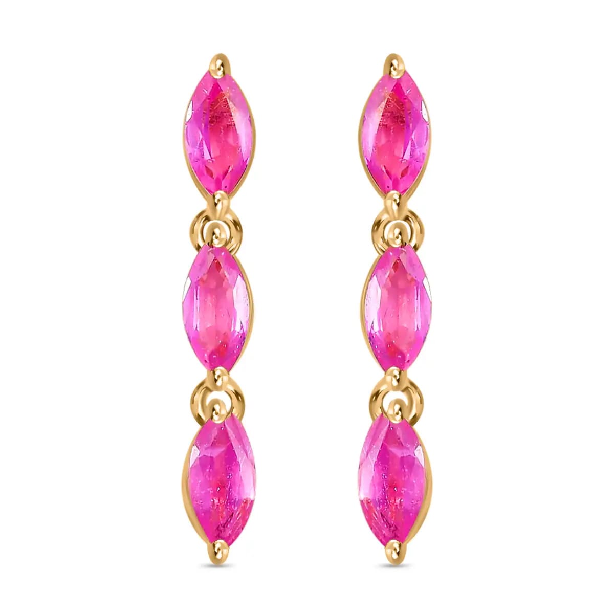 Multi-Tourmaline Dangling Earrings in Vermeil Yellow Gold Over Sterling Silver 1.60 ctw image number 0