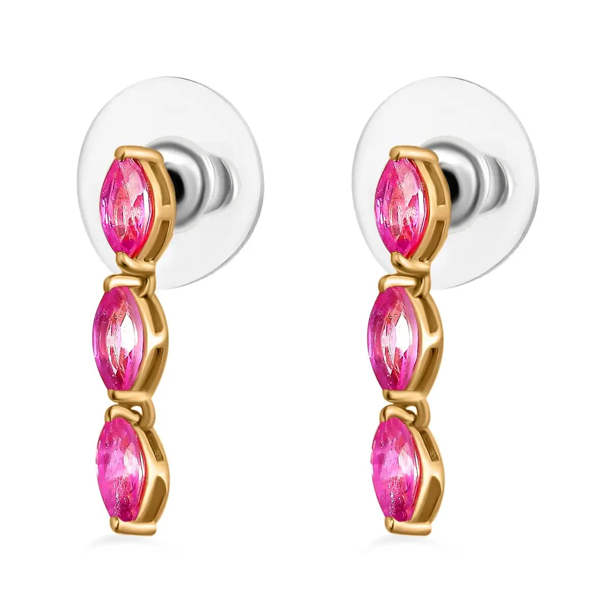 Multi-Tourmaline Dangling Earrings in Vermeil Yellow Gold Over Sterling Silver 1.60 ctw image number 3