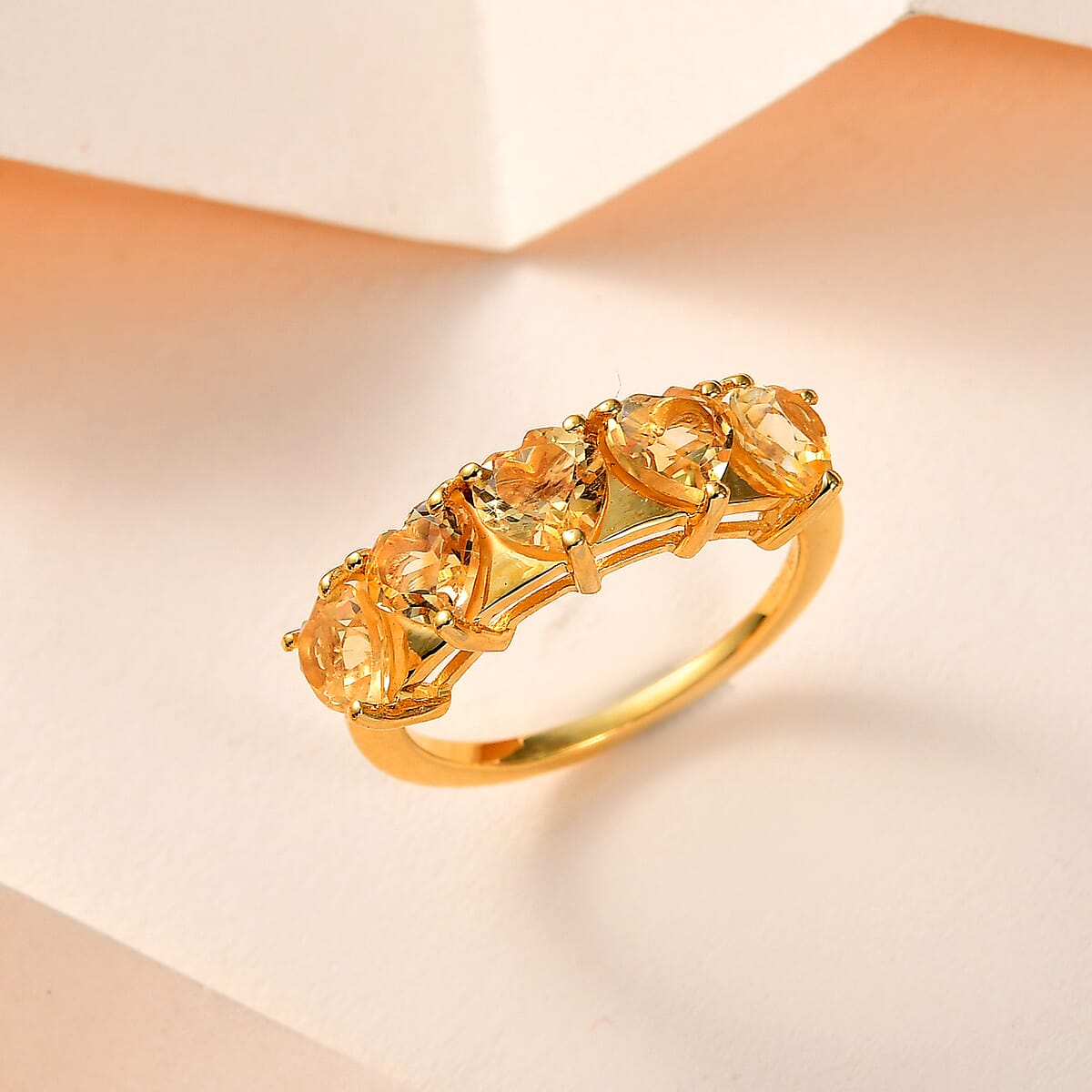 Brazilian Citrine Band Ring in Vermeil Yellow Gold Over Sterling Silver (Size 8.0) 2.10 ctw image number 1