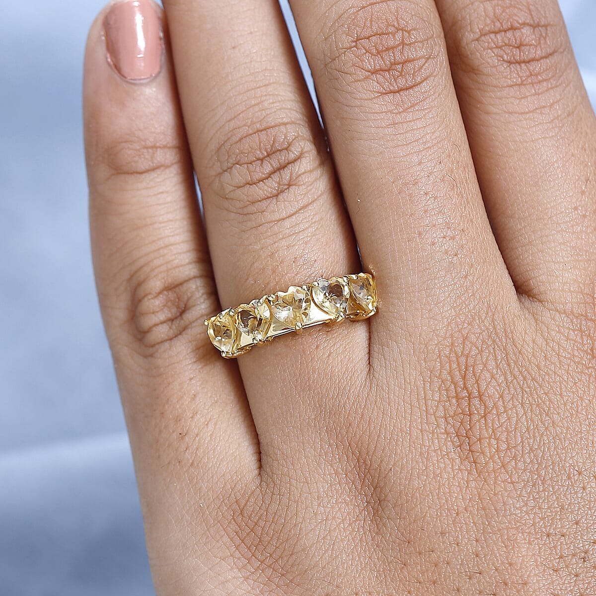 Brazilian Citrine Band Ring in Vermeil Yellow Gold Over Sterling Silver (Size 8.0) 2.10 ctw image number 2