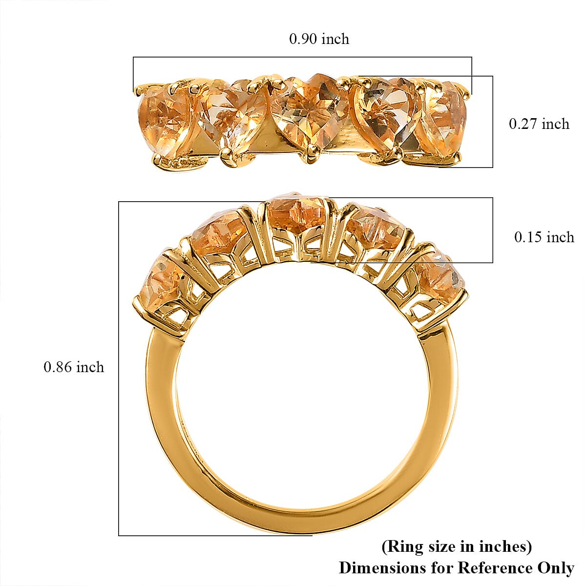 Brazilian Citrine Band Ring in Vermeil Yellow Gold Over Sterling Silver (Size 8.0) 2.10 ctw image number 5