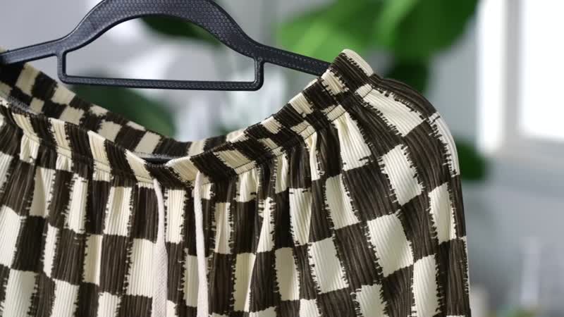 Black and Brown Checkered Printed Pattern Stretch Lounge Pant - One Size Fits Most