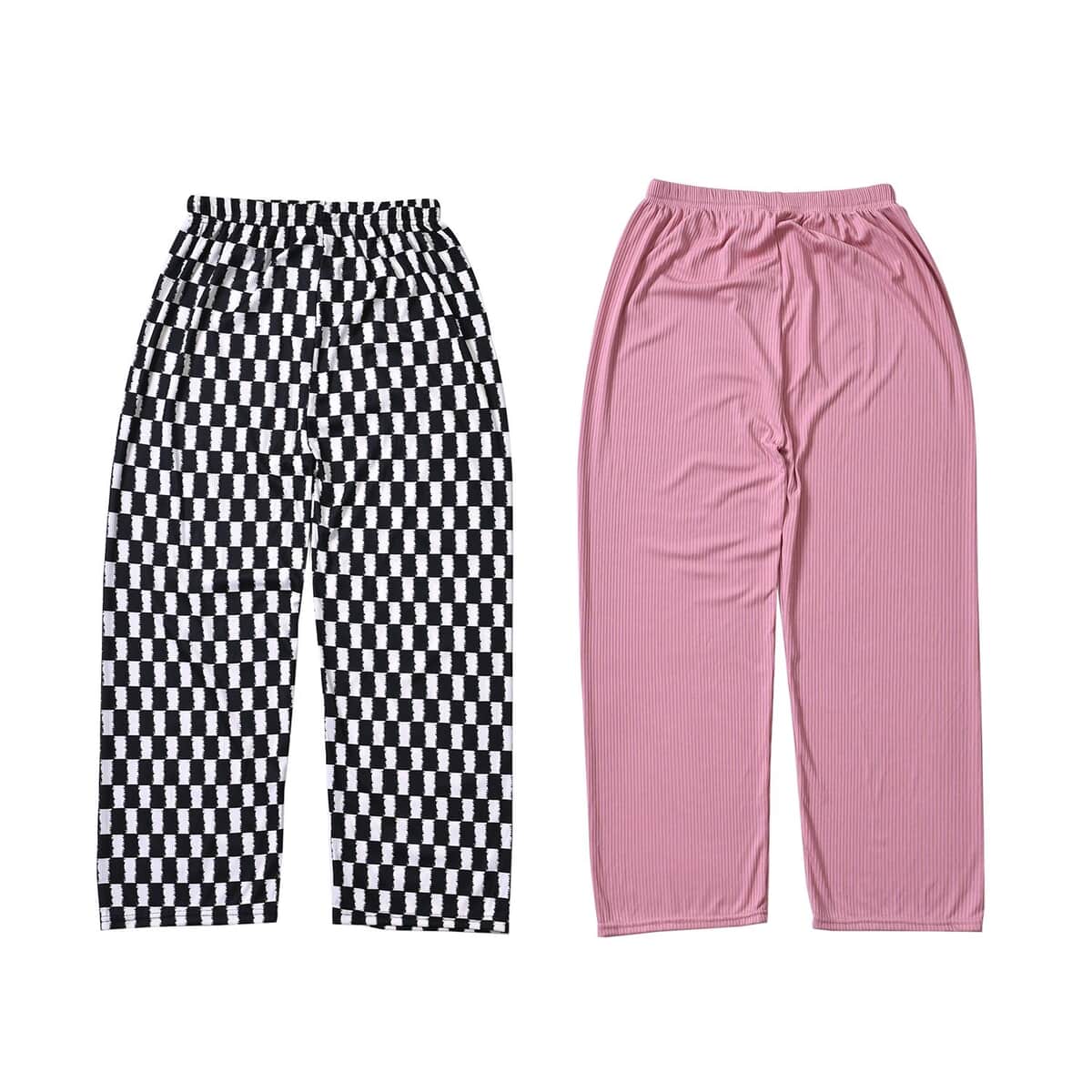 Pink and Black Checkered Printed Pattern Stretch Lounge Pant - One Size Fits Most image number 1