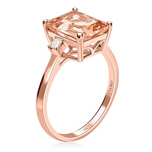 Certified and Appraised Luxoro 14K Rose Gold AAA Marropino Morganite and G-H I2 Diamond Ring (Size 10.0) 3.15 ctw