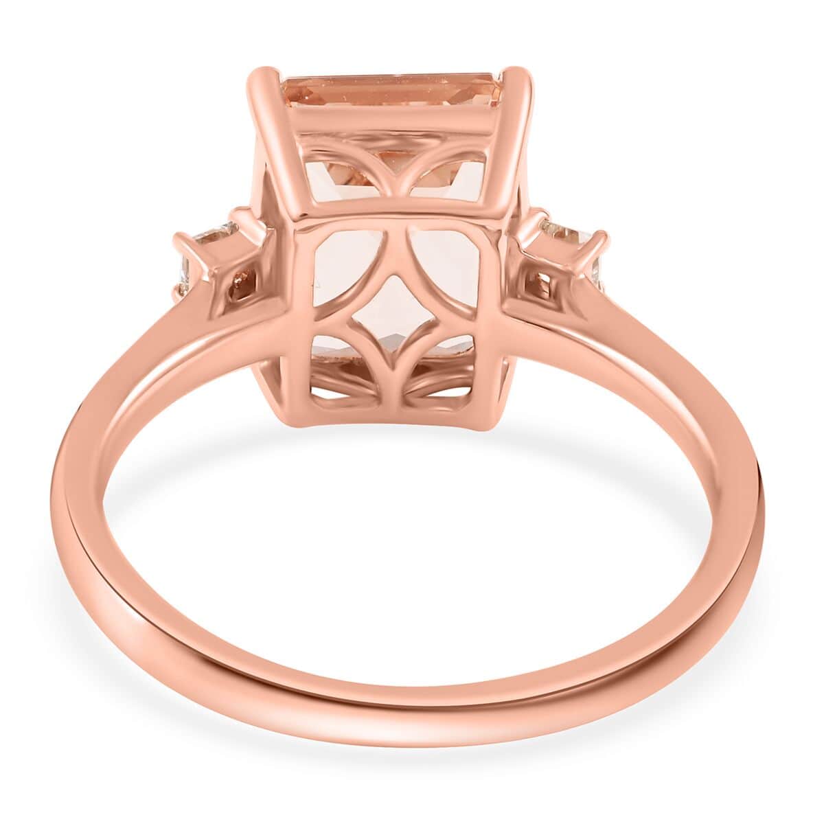 Certified and Appraised Luxoro 14K Rose Gold AAA Marropino Morganite and G-H I2 Diamond Ring 3.15 ctw image number 4