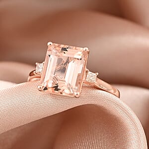 Certified and Appraised Luxoro 14K Rose Gold AAA Marropino Morganite and G-H I2 Diamond Ring (Size 8.0) 3.15 ctw