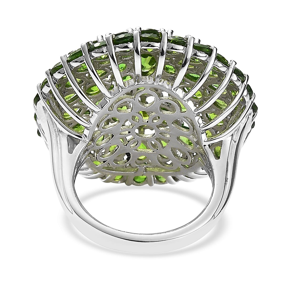 Chrome Diopside Cluster Ring in Platinum Over Sterling Silver (Size 6) 9.65 ctw