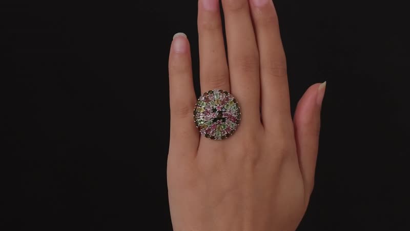 Multi-Tourmaline Ring in Platinum Over Sterling Silver (Size 6.0) 9.25 ctw